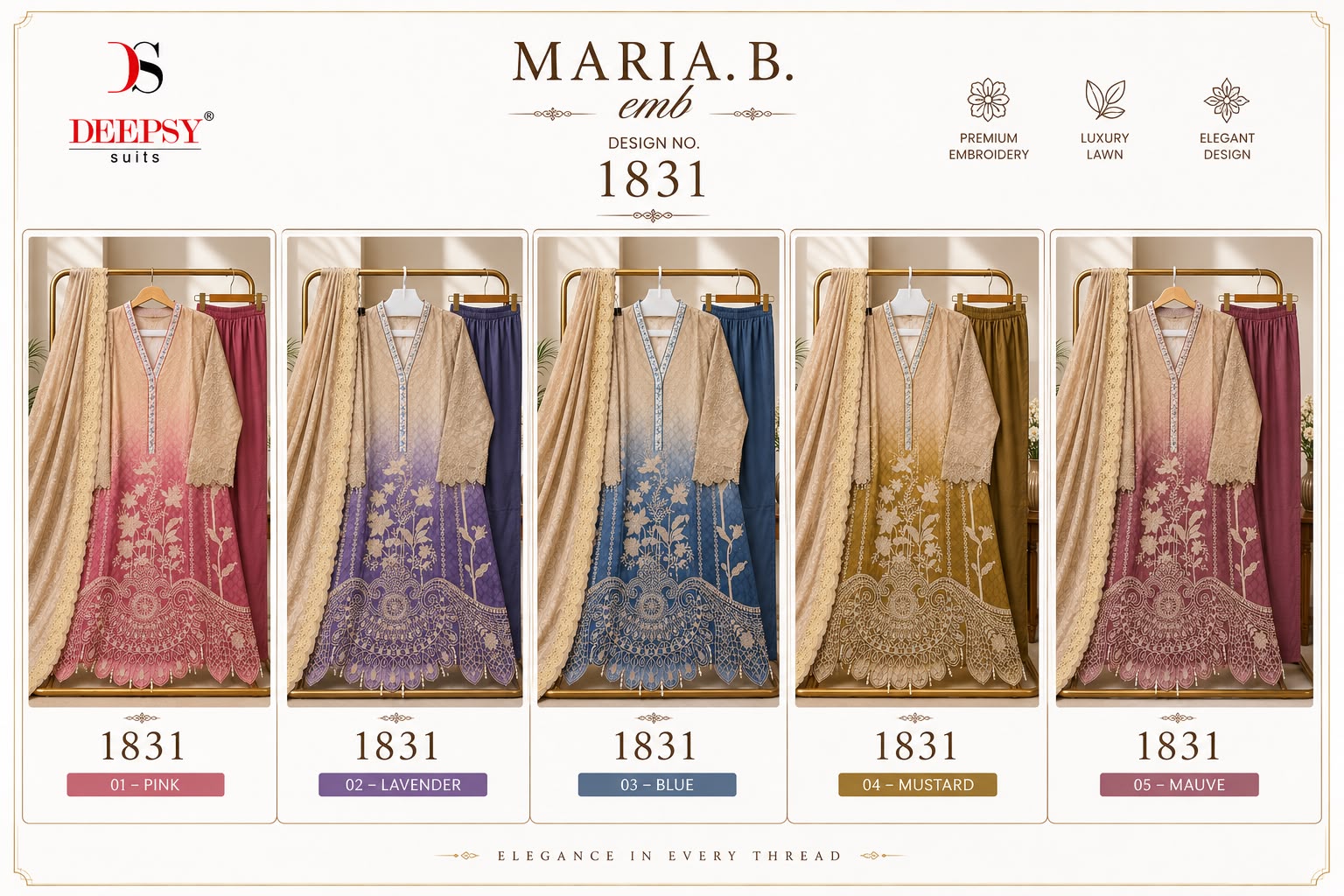 1831 Maria B Emb Deepsy Cotton Pakistani Readymade Suits Manufacturer Ahmedabad