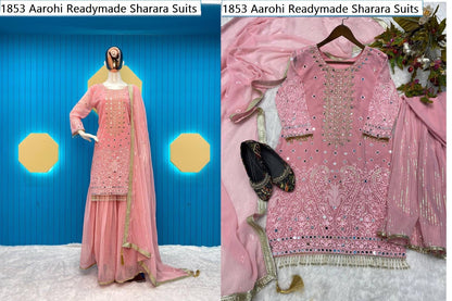 1853 Aarohi Georgette Readymade Sharara Suits Supplier