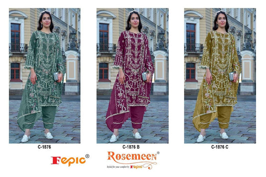 1876-Rosemeen Fepic Organza Pakistani Salwar Suits Exporter Gujarat