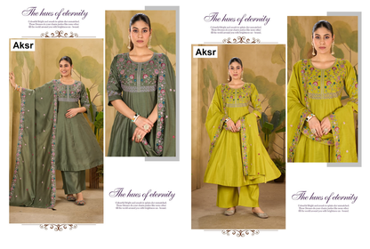 18 Kalli 0810 Aksr Roman Silk Readymade Plazzo Style Suits Wholesaler Gujarat