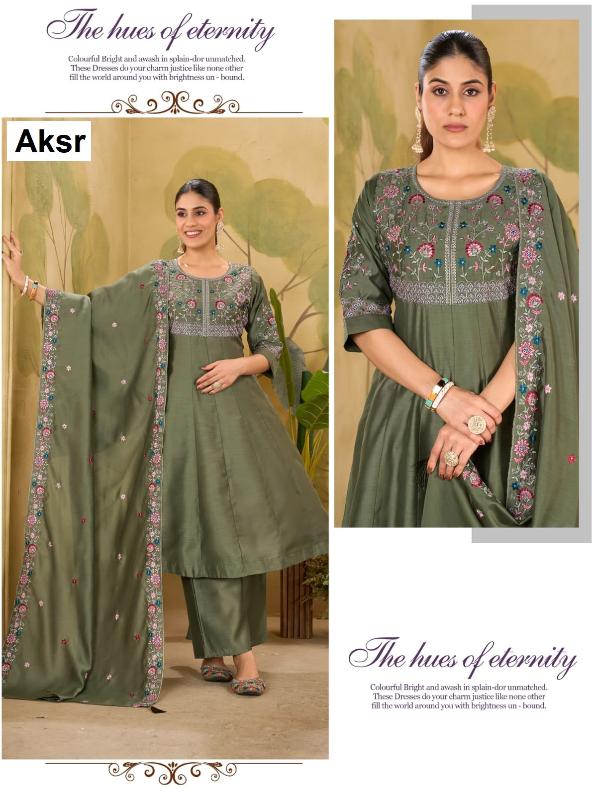 18 Kalli 0810 Aksr Roman Silk Readymade Plazzo Style Suits Wholesaler Gujarat