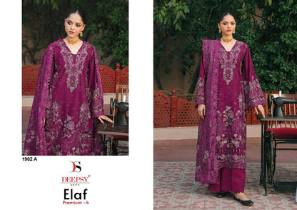 1902 Elaf Premium 4 Deepsy Cotton Pakistani Patch Work Suits Wholesaler