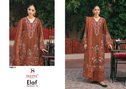 1902 Elaf Premium 4 Deepsy Cotton Pakistani Patch Work Suits Wholesaler