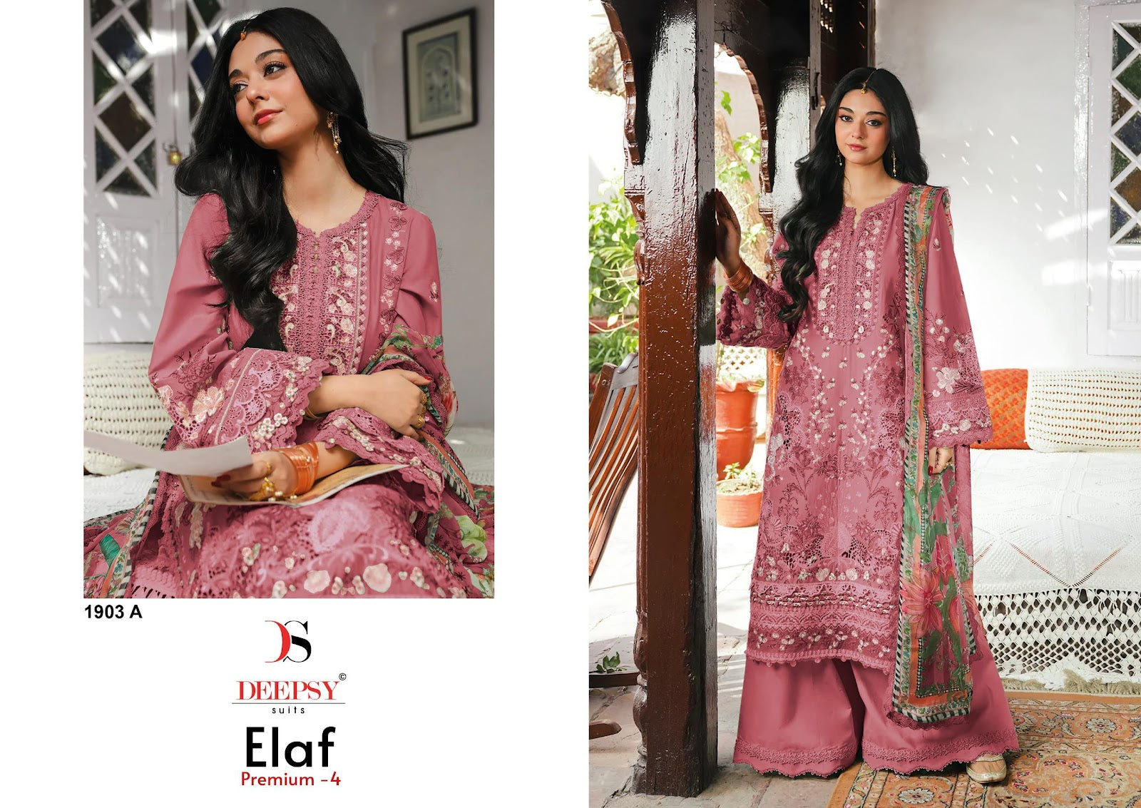 1903 Abcd Elaf Premium 3 Deepsy Cotton Pakistani Patch Work Suits Wholesale Price