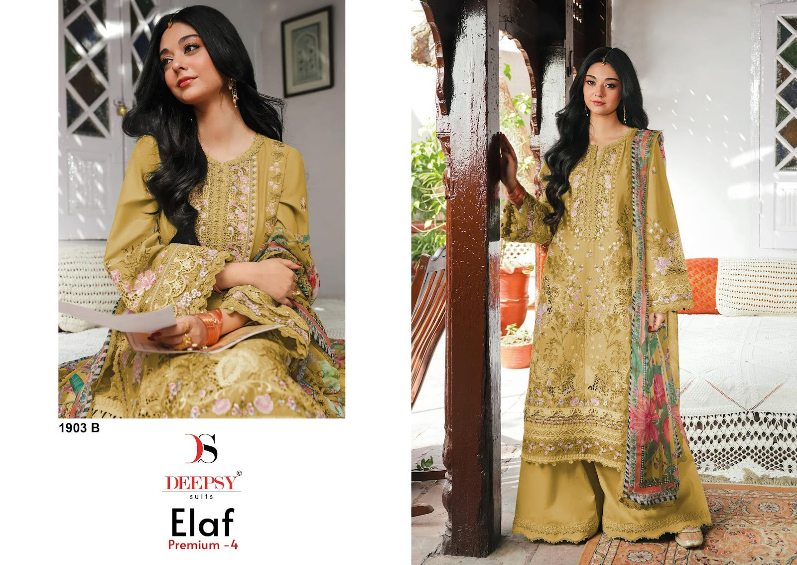 1903 Abcd Elaf Premium 3 Deepsy Cotton Pakistani Patch Work Suits Wholesale Price