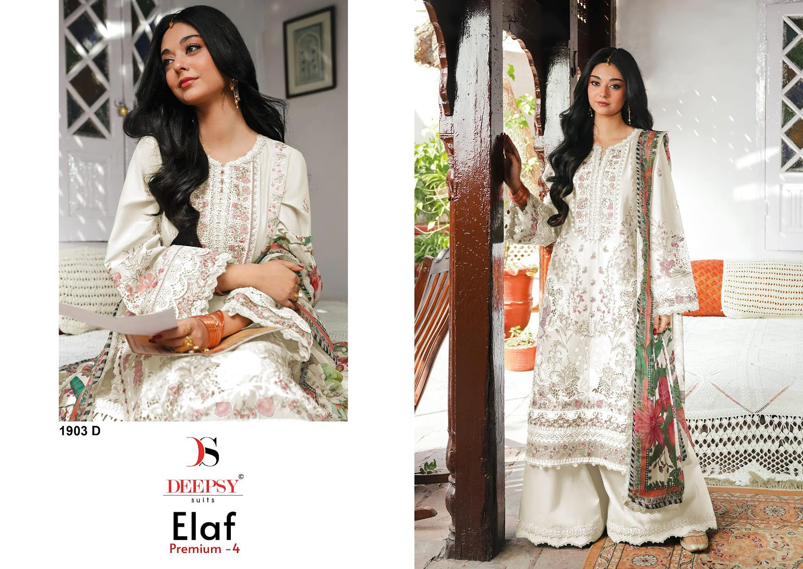 1903 Abcd Elaf Premium 3 Deepsy Cotton Pakistani Patch Work Suits Wholesale Price