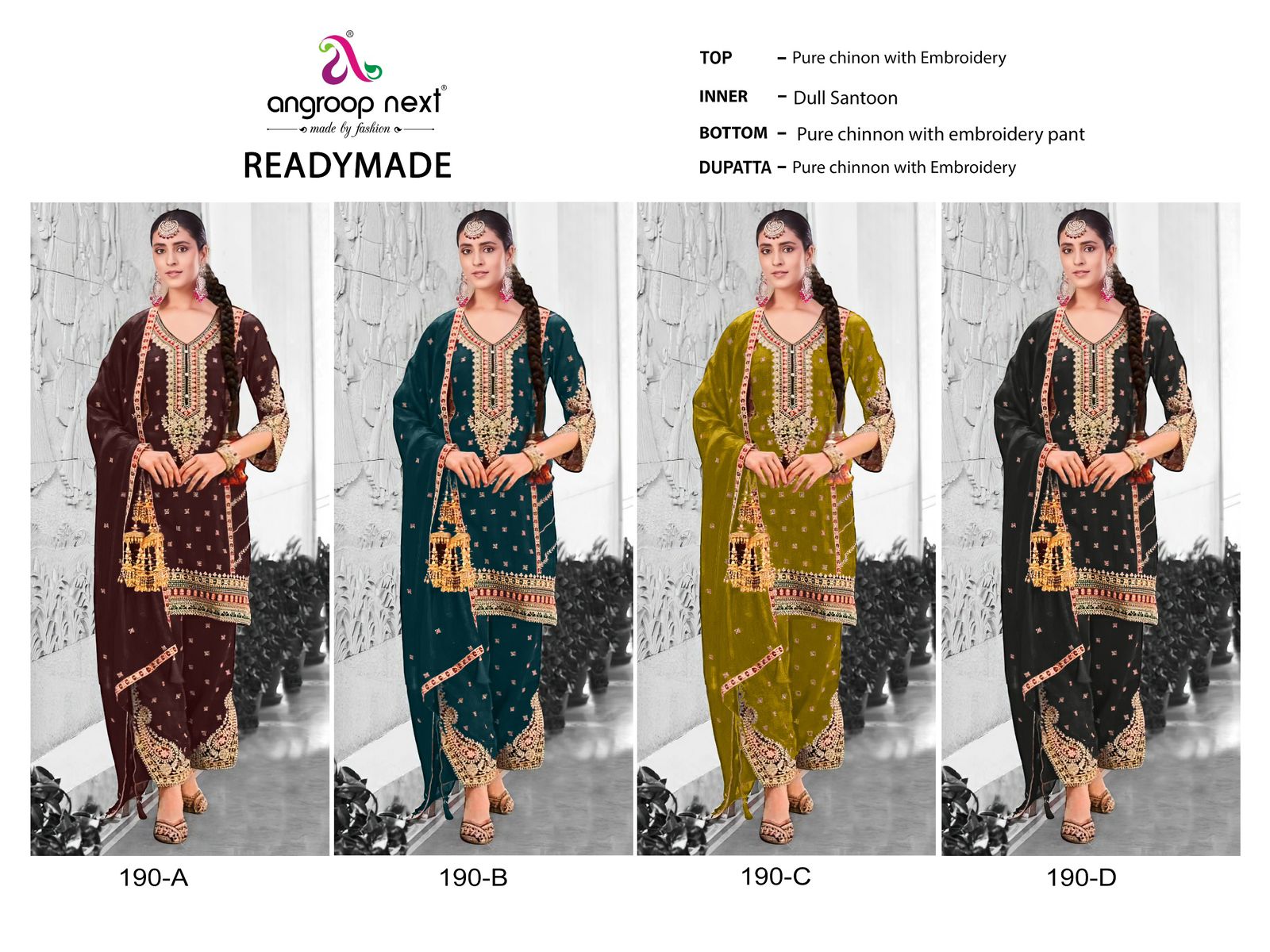 190 Angroop Next Chinon Pakistani Readymade Suits Manufacturer Gujarat