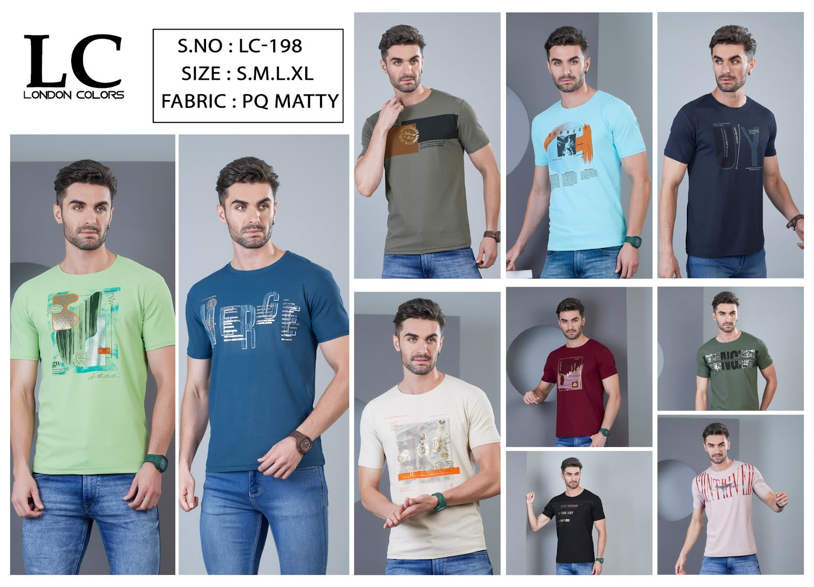 198 London Colors Matty Mens Tshirts Manufacturer