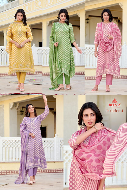 1St Choice Vol 4 Relssa Fabrics Cotton Pant Style Suits Manufacturer Ahmedabad