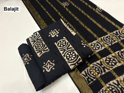 2.20 Mtr Bottom Balajit Batik Cotton Dress Material Exporter India