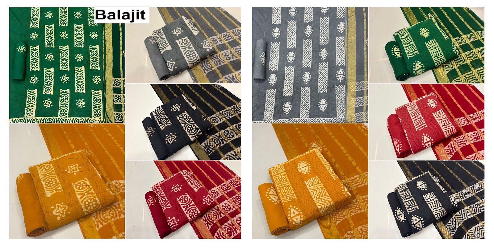 2.20 Mtr Bottom Balajit Batik Cotton Dress Material Exporter India