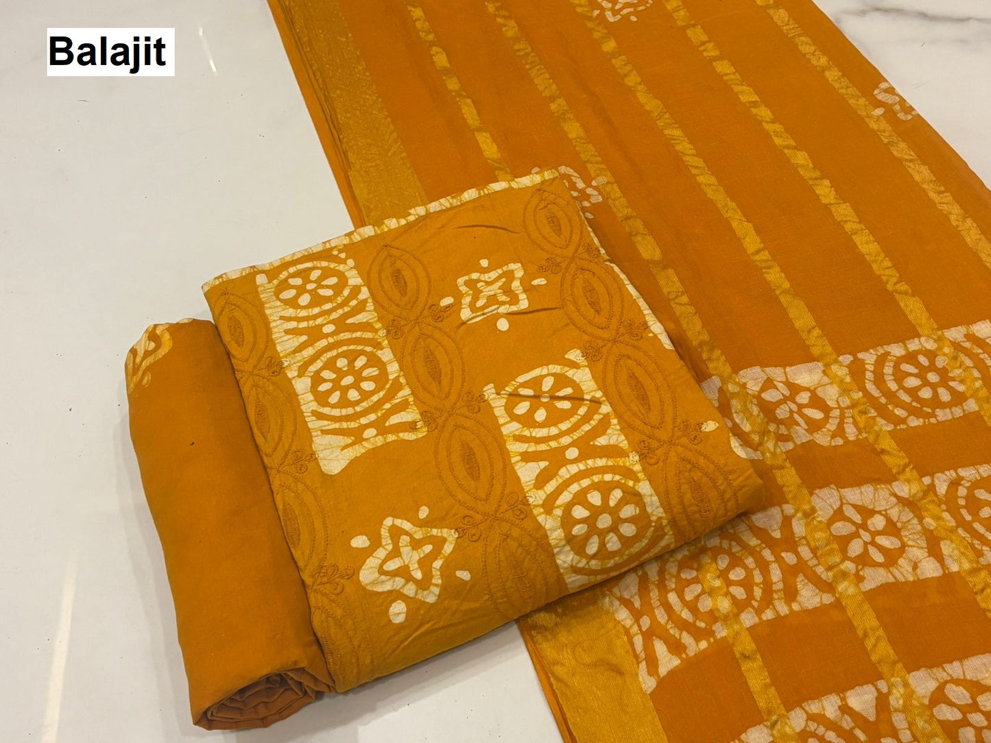 2.20 Mtr Bottom Balajit Batik Cotton Dress Material Exporter India