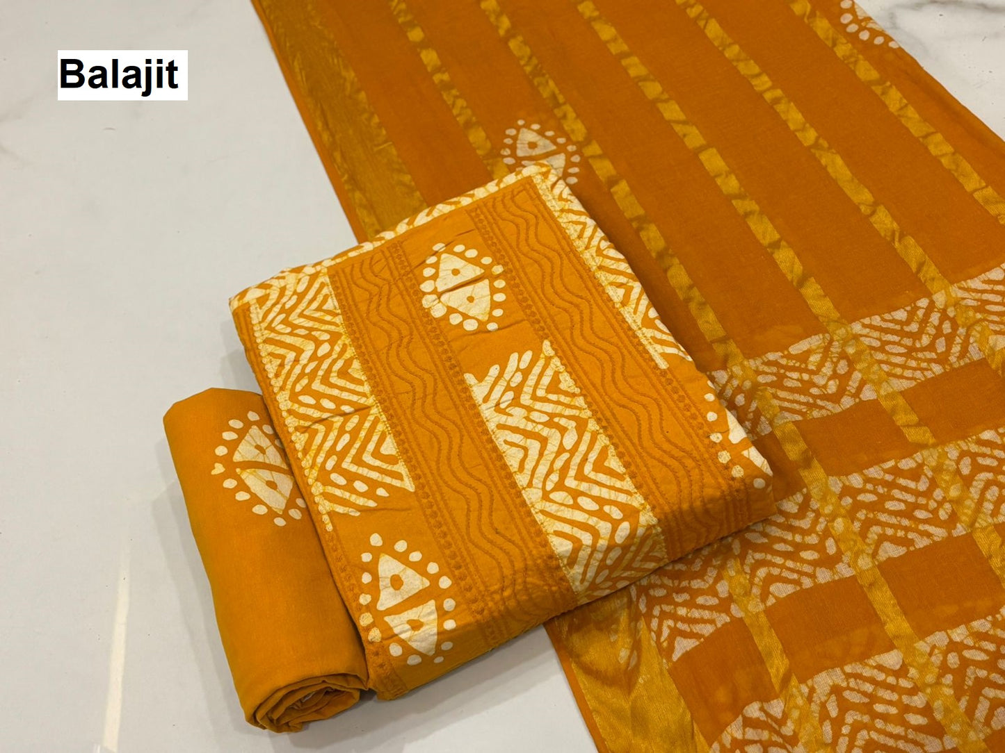 2.20 Mtr Bottom Balajit Batik Cotton Dress Material Exporter India