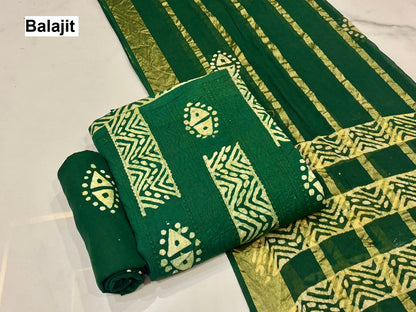 2.20 Mtr Bottom Balajit Batik Cotton Dress Material Exporter India