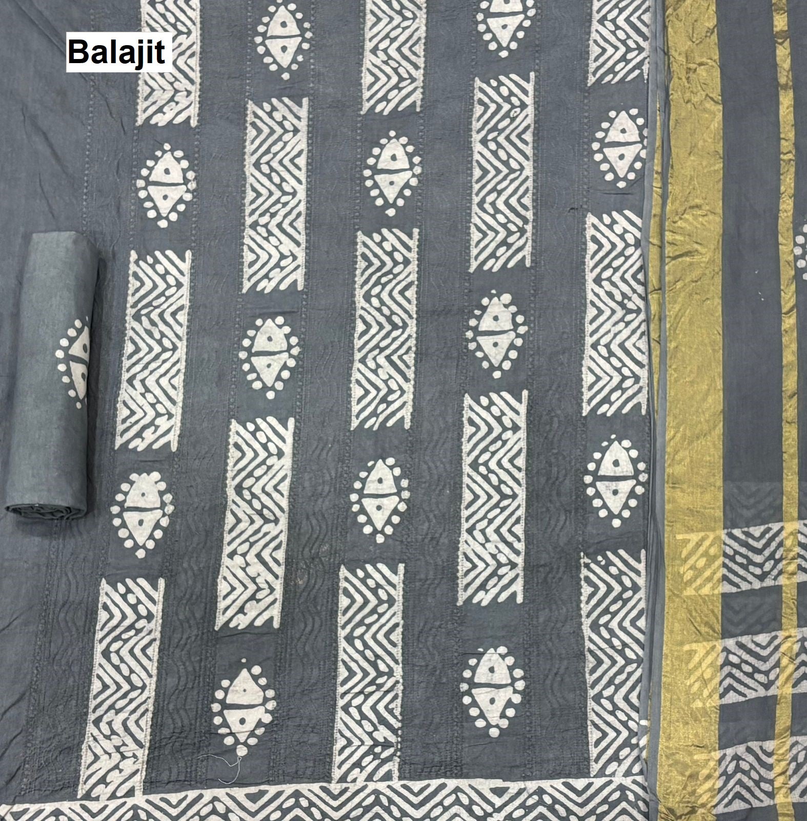 2.20 Mtr Bottom Balajit Batik Cotton Dress Material Exporter India
