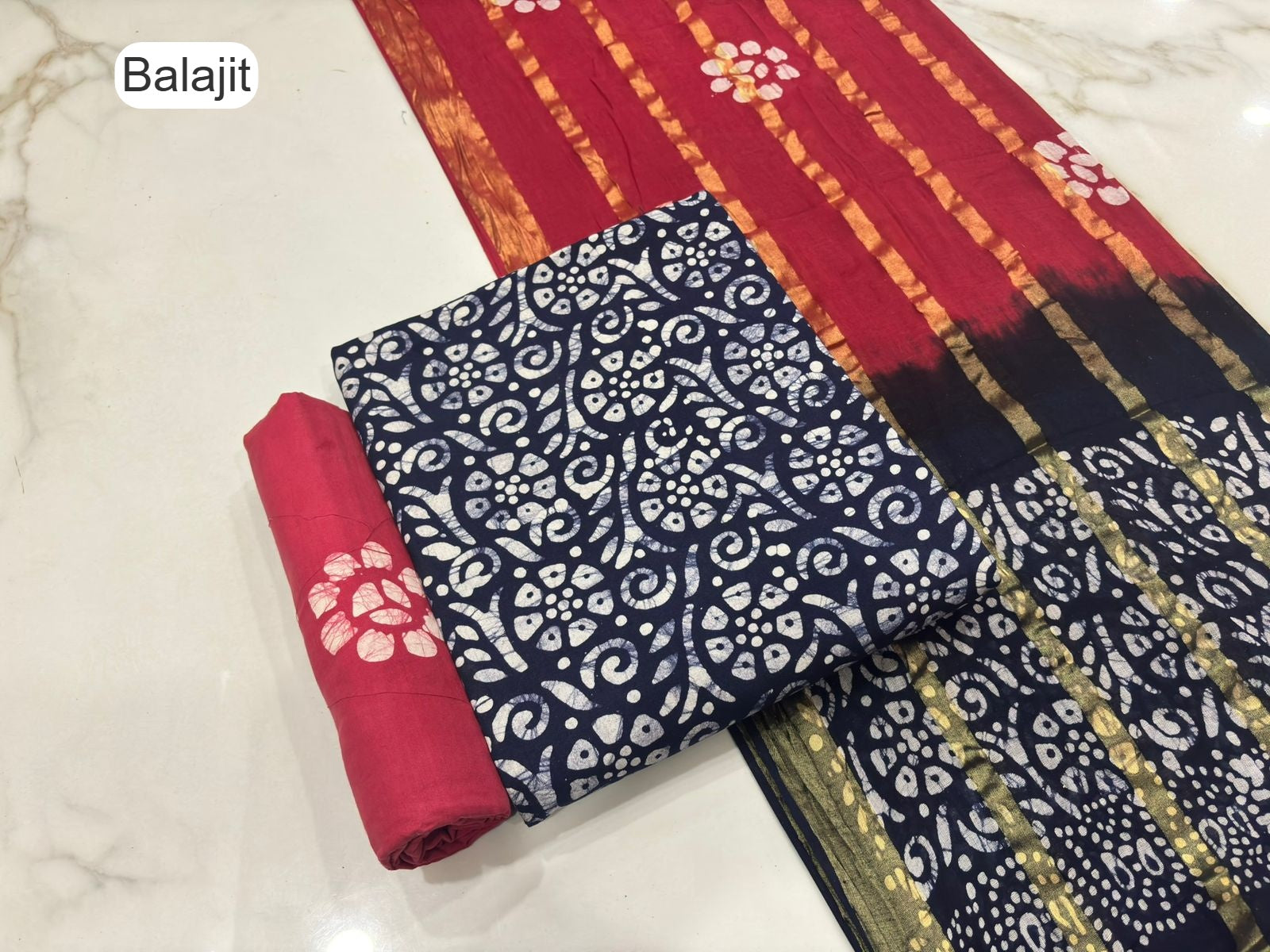 2.40 Mtr Bottom Balajit Cotton Salwar Suits Wholesale Price