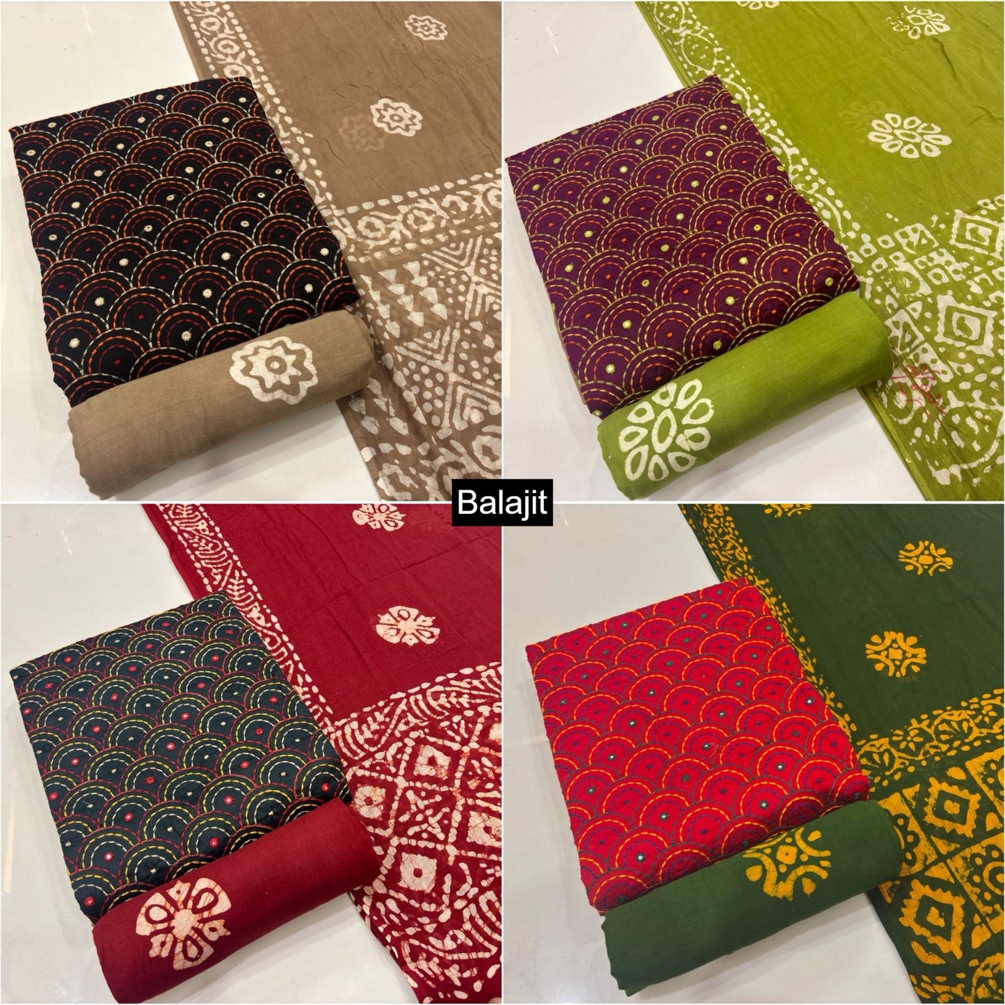 2.50 Mtr Bottom 0412 Balajit Cotton Satin Salwar Suits Supplier Gujarat