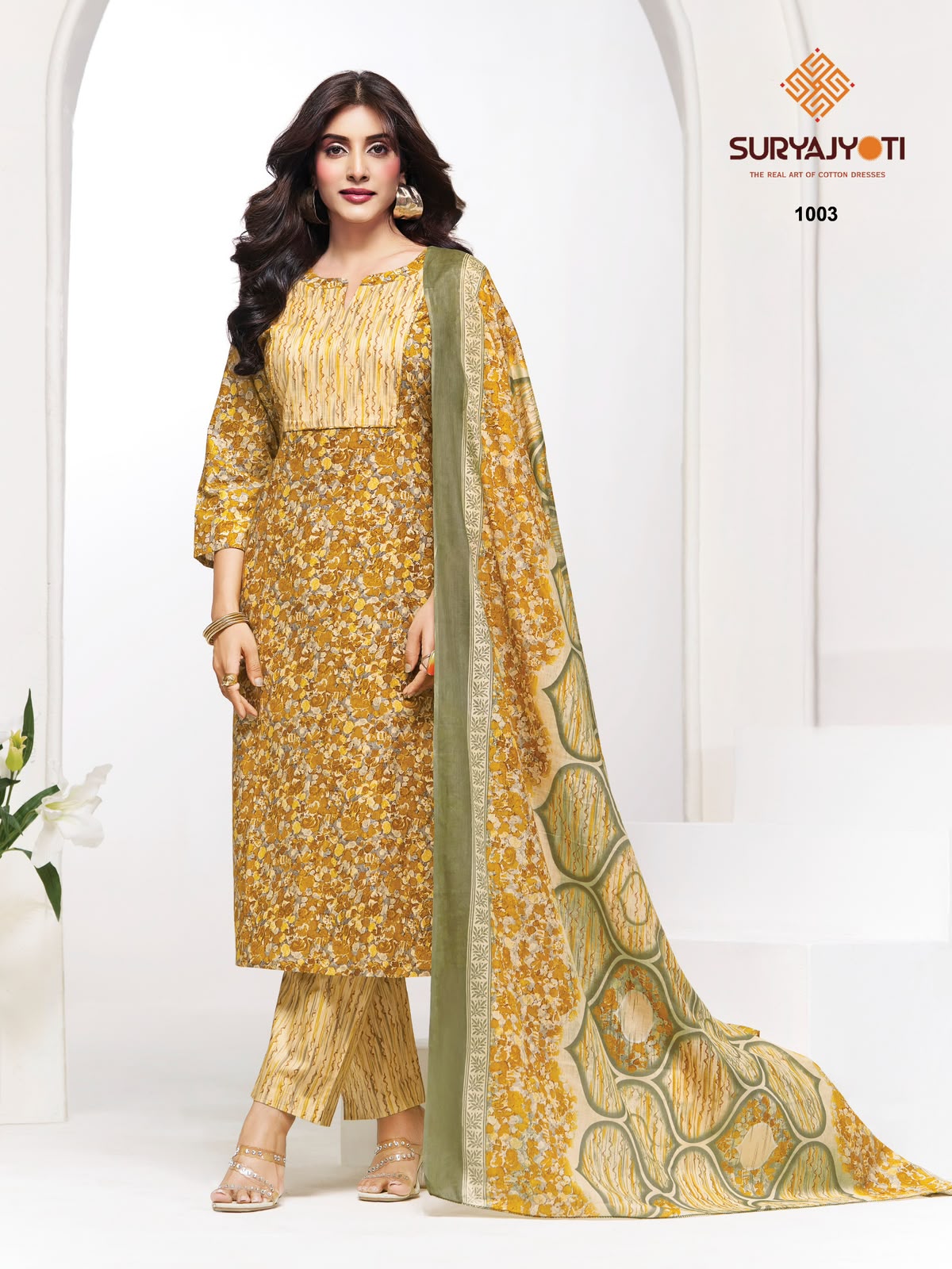 2.50 Mtr Bottom Piyora Cotton Vol 1 Suryajyoti Lawn Pant Style Suits Wholesaler Ahmedabad