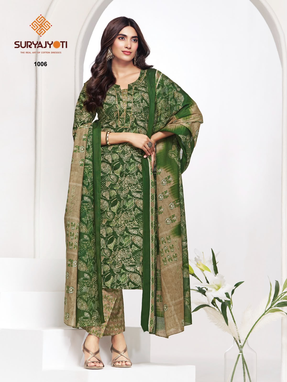 2.50 Mtr Bottom Piyora Cotton Vol 1 Suryajyoti Lawn Pant Style Suits Wholesaler Ahmedabad