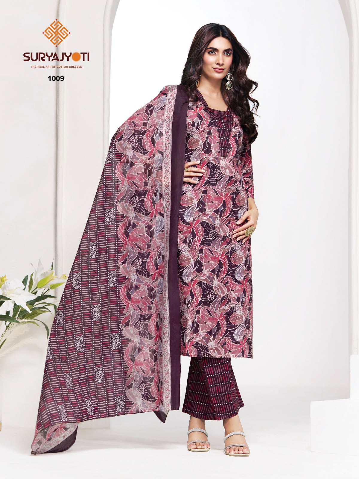 2.50 Mtr Bottom Piyora Cotton Vol 1 Suryajyoti Lawn Pant Style Suits Wholesaler Ahmedabad
