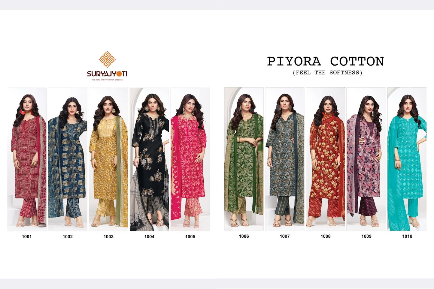 2.50 Mtr Bottom Piyora Cotton Vol 1 Suryajyoti Lawn Pant Style Suits Wholesaler Ahmedabad