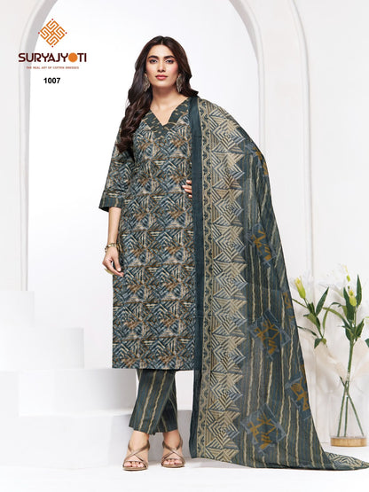 2.50 Mtr Bottom Piyora Cotton Vol 1 Suryajyoti Lawn Pant Style Suits Wholesaler Ahmedabad