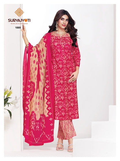 2.50 Mtr Bottom Piyora Cotton Vol 1 Suryajyoti Lawn Pant Style Suits Wholesaler Ahmedabad