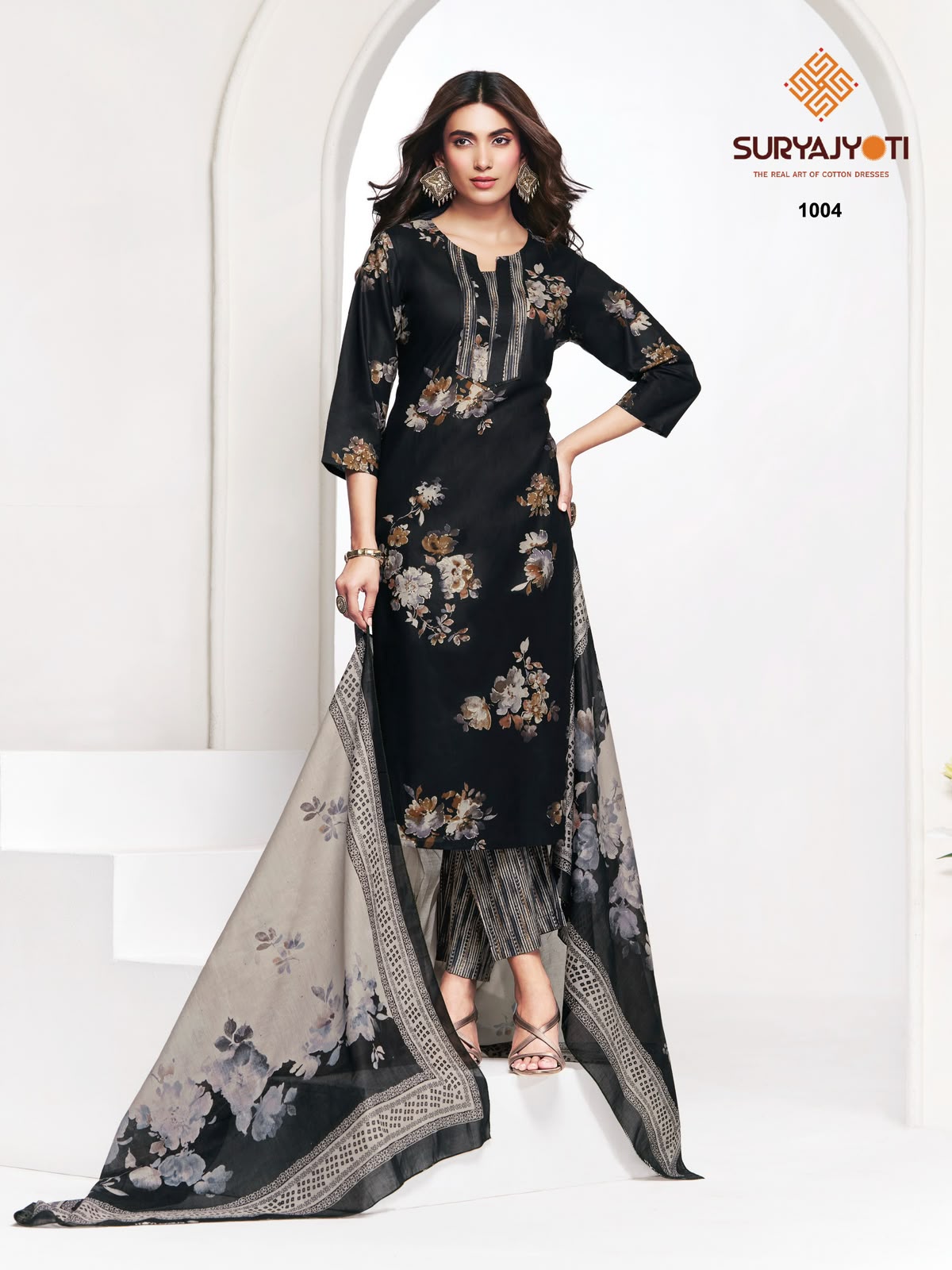 2.50 Mtr Bottom Piyora Cotton Vol 1 Suryajyoti Lawn Pant Style Suits Wholesaler Ahmedabad