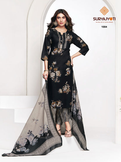 2.50 Mtr Bottom Piyora Cotton Vol 1 Suryajyoti Lawn Pant Style Suits Wholesaler Ahmedabad