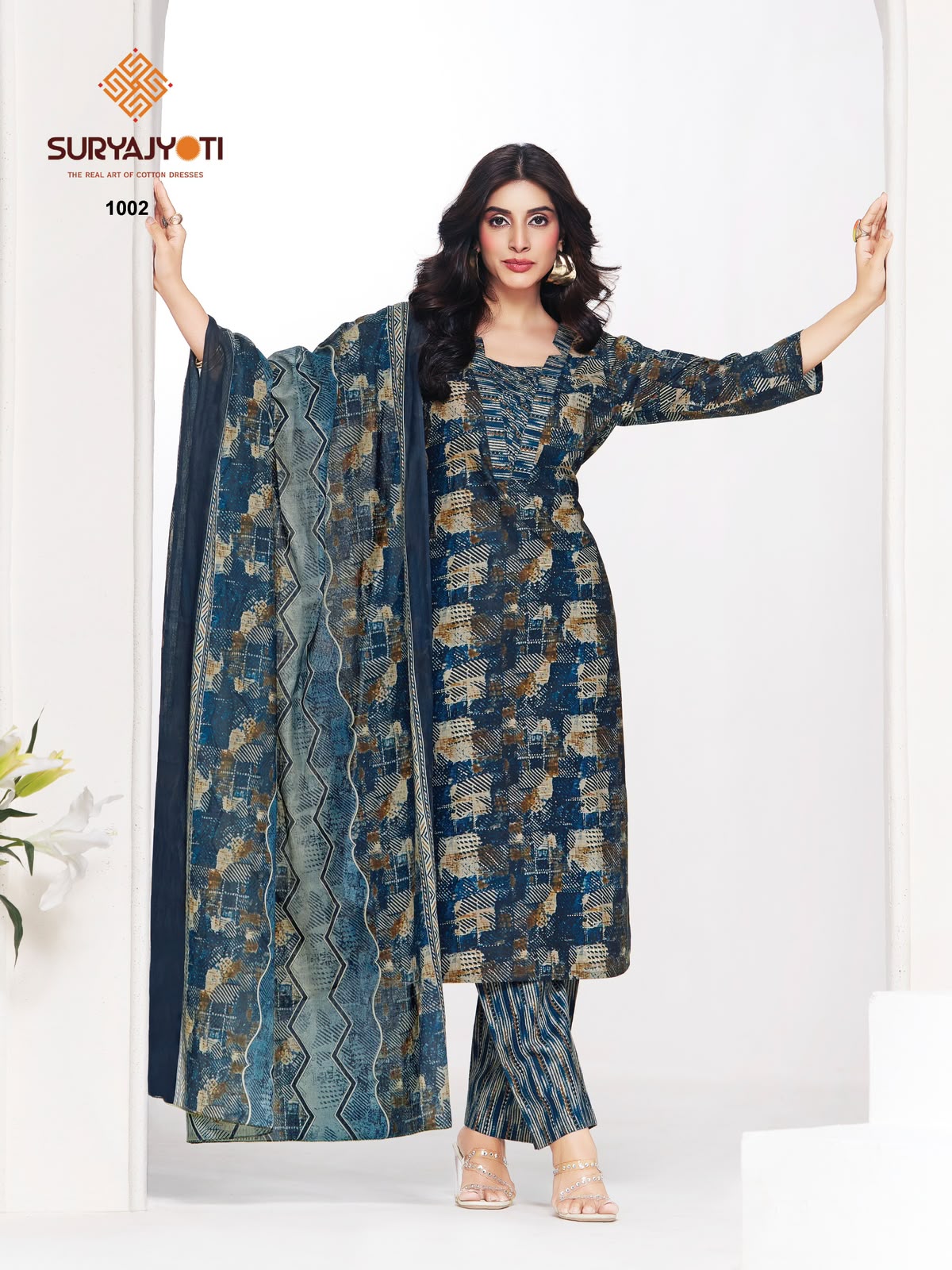2.50 Mtr Bottom Piyora Cotton Vol 1 Suryajyoti Lawn Pant Style Suits Wholesaler Ahmedabad