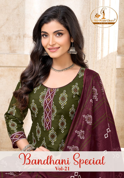 2.50 Mtr Salwar Bandhani Special Vol 21 Miss World Choice Cotton Dress Material Wholesale Price