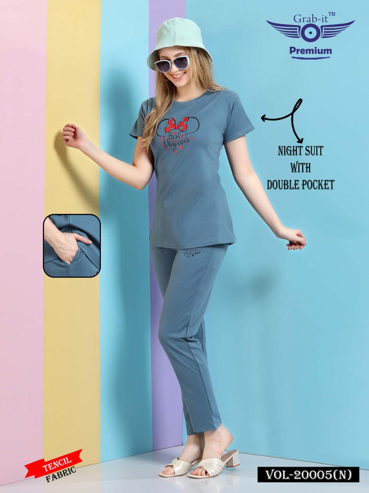 20005 N Grab It Tencil Pyjama Night Suits Wholesale Price