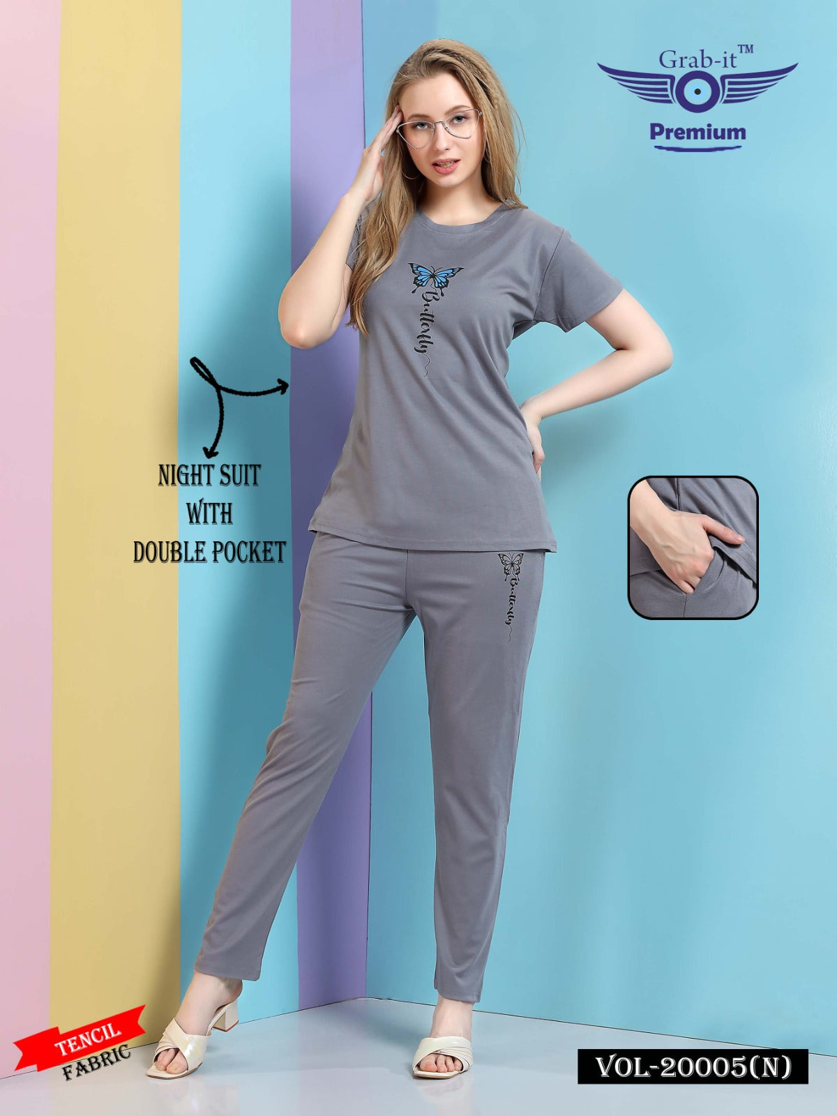 20005 N Grab It Tencil Pyjama Night Suits Wholesale Price