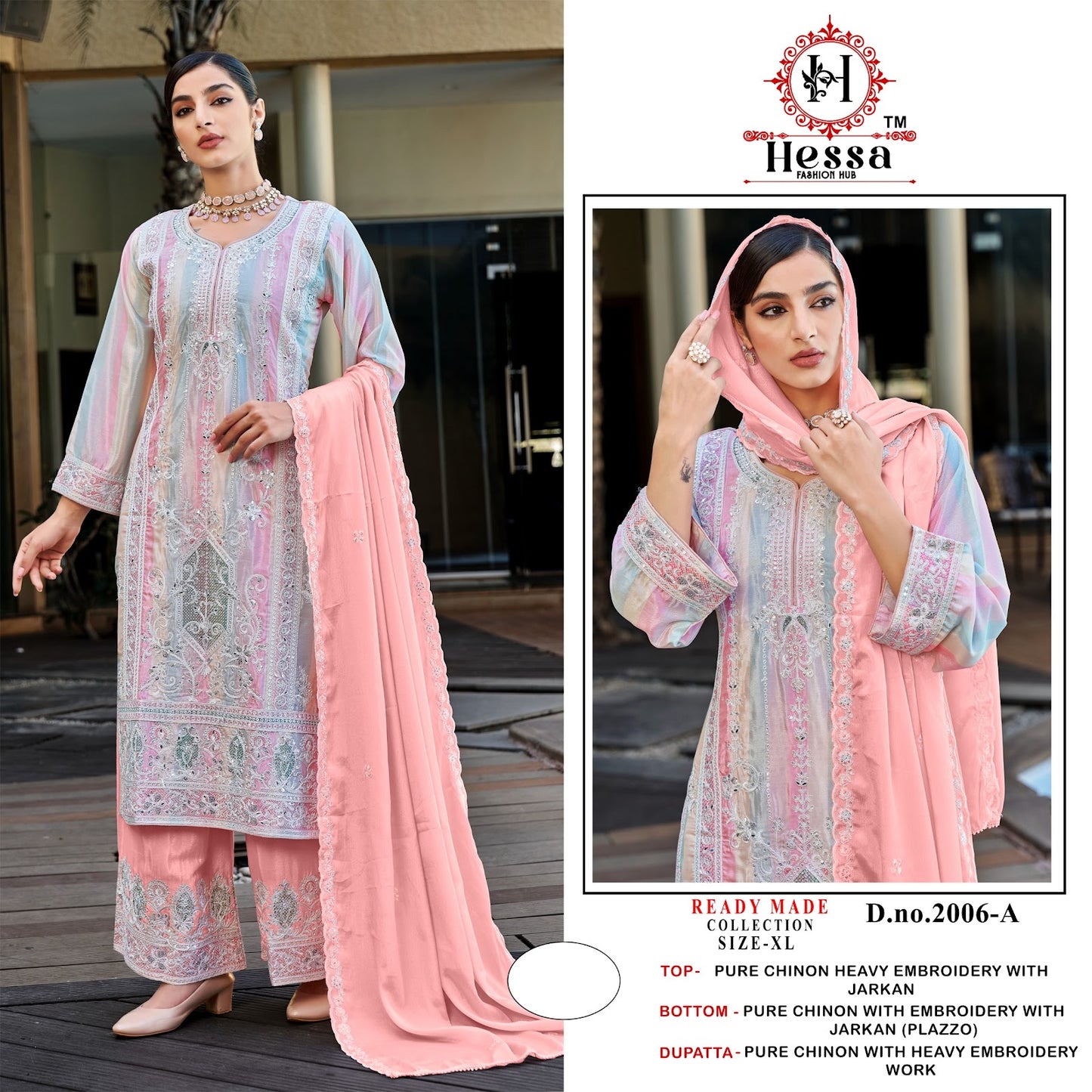 2006 Abcd Hessa Pure Chinon Pakistani Readymade Suits Exporter India