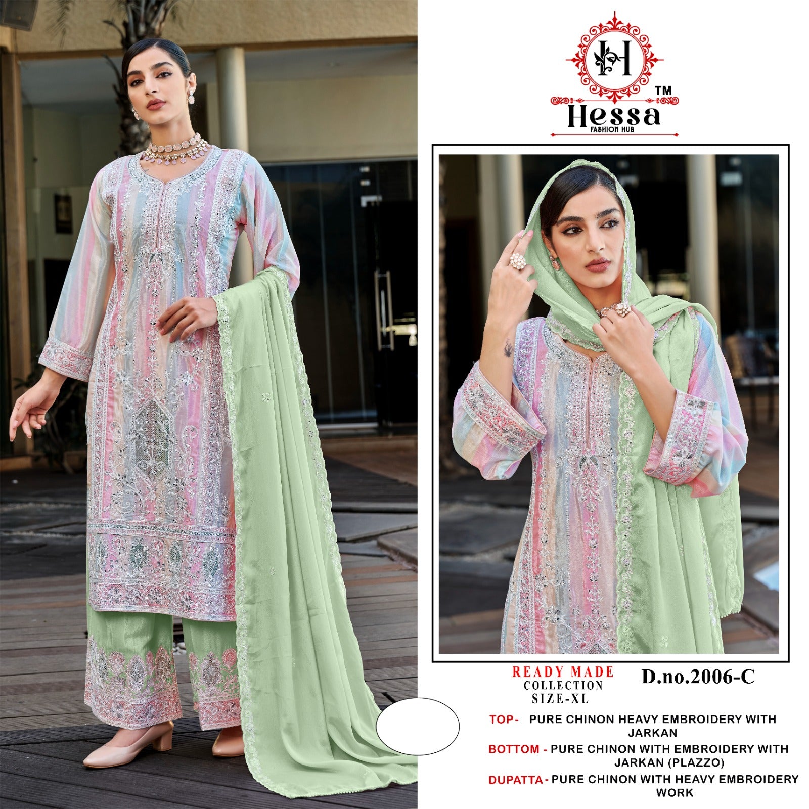 2006 Abcd Hessa Pure Chinon Pakistani Readymade Suits Exporter India