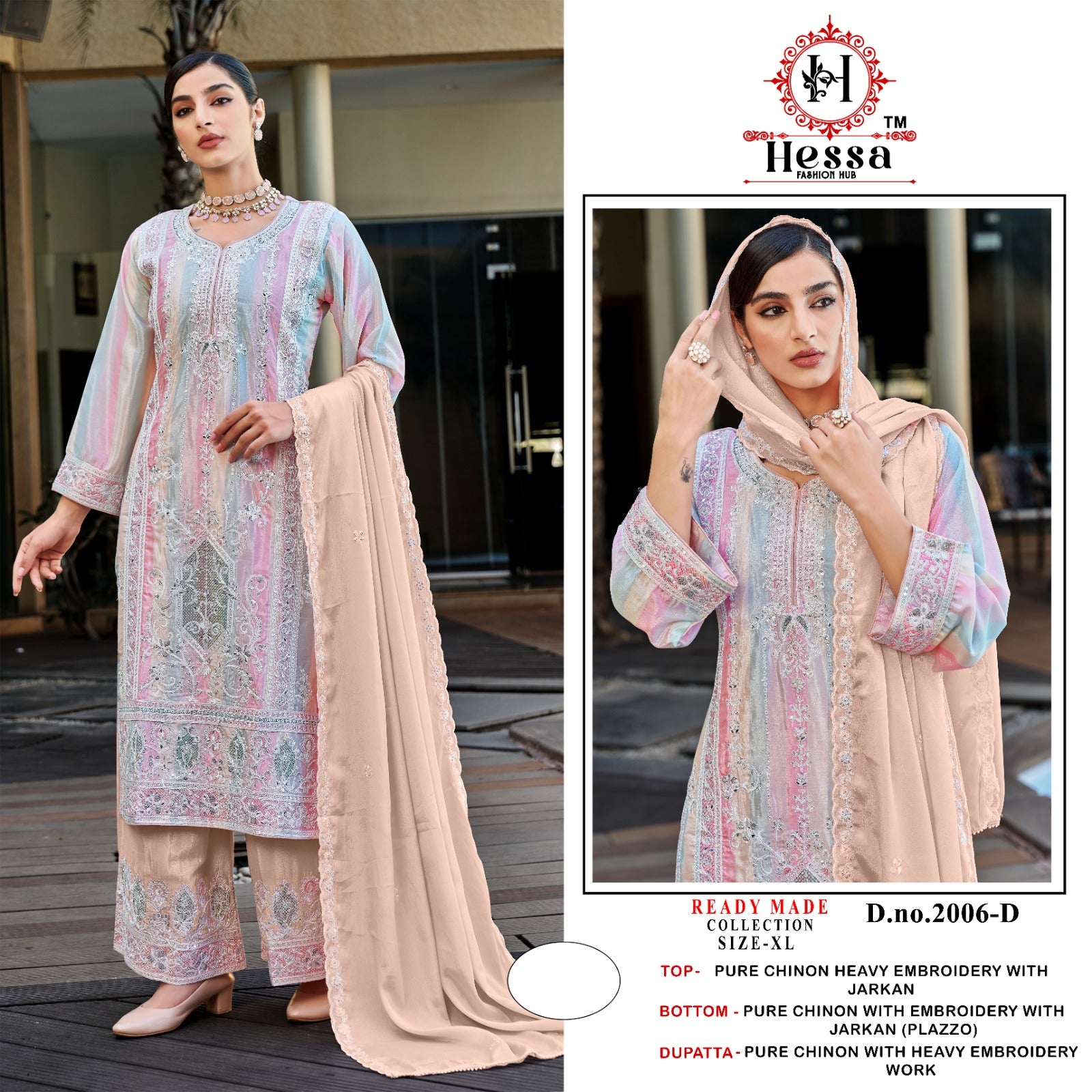 2006 Abcd Hessa Pure Chinon Pakistani Readymade Suits Exporter India