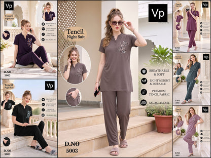 201026 Design 5003 Vp Tencil Kurta Night Suits Supplier India