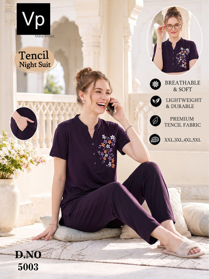 201026 Design 5003 Vp Tencil Kurta Night Suits Supplier India