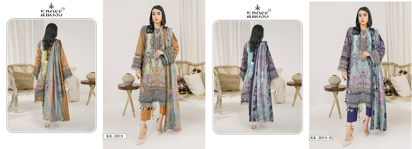 2015 Kross Kulture Cotton Pakistani Patch Work Suits Supplier India