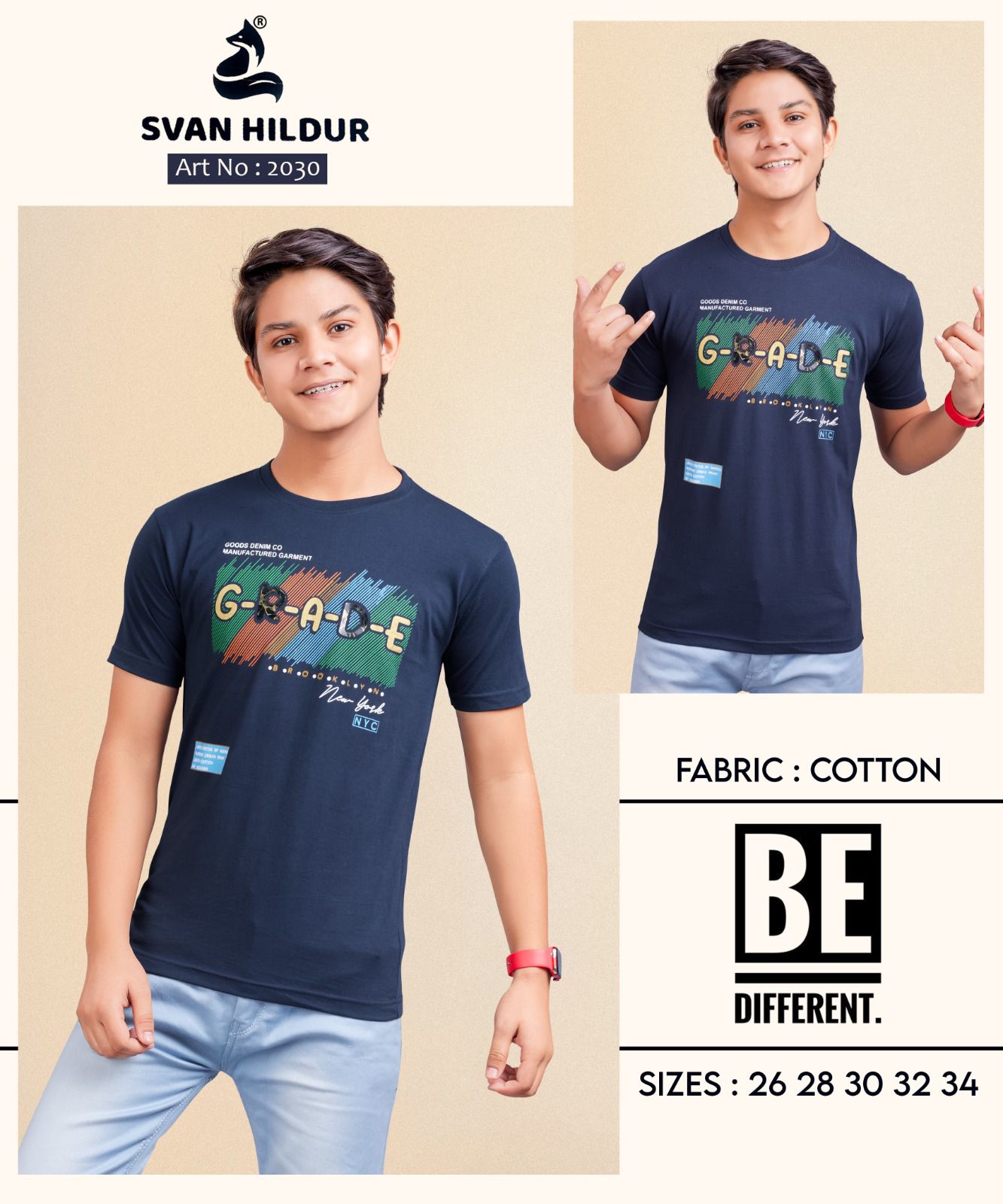 2030 Svan Hildur Cotton Biowashed Boys Tshirt