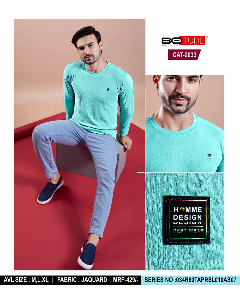 2033 80Tude Jacquard Mens Tshirts Manufacturer India