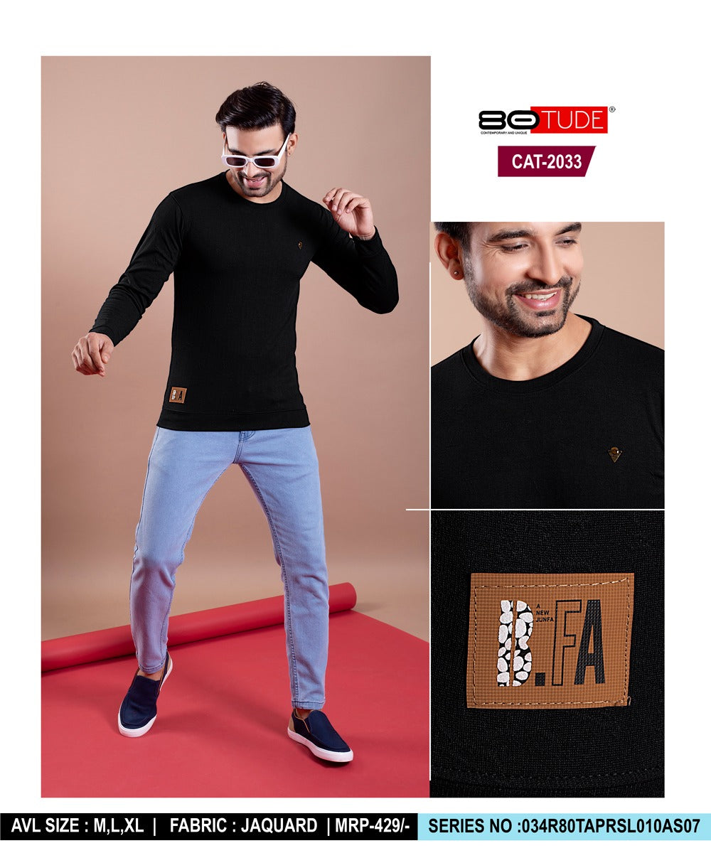 2033 80Tude Jacquard Mens Tshirts Manufacturer India