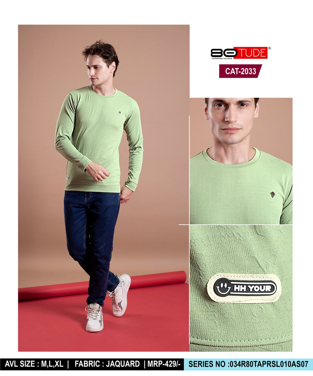 2033 80Tude Jacquard Mens Tshirts Manufacturer India