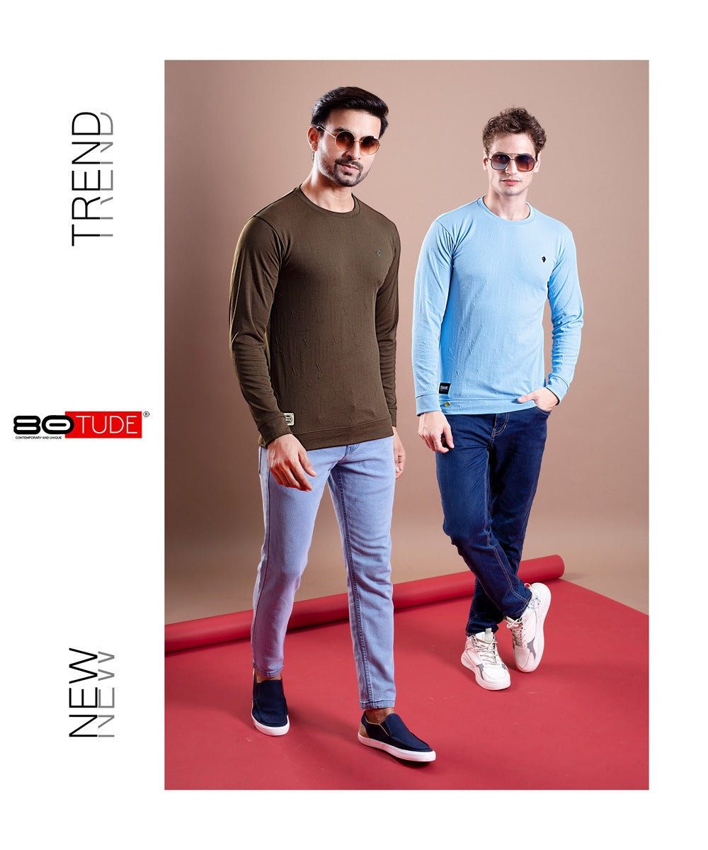 2033 80Tude Jacquard Mens Tshirts Manufacturer India