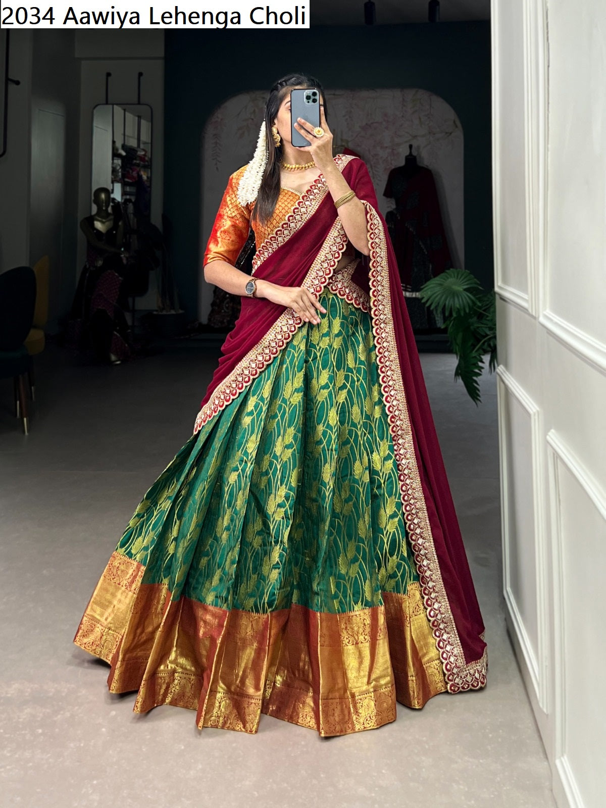 2034 Aawiya Jacquard Silk Lehenga Choli Wholesaler India