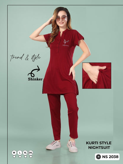 2038 Mnt Sinker Kurta Night Suits Exporter