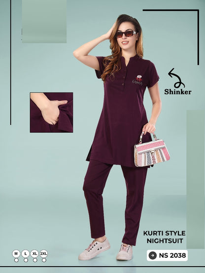2038 Mnt Sinker Kurta Night Suits Exporter