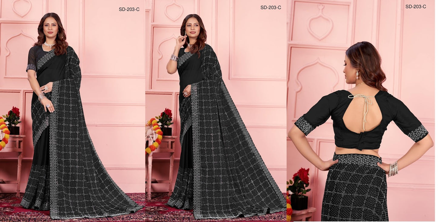 203 Suma Designer Black Rangoli Sarees