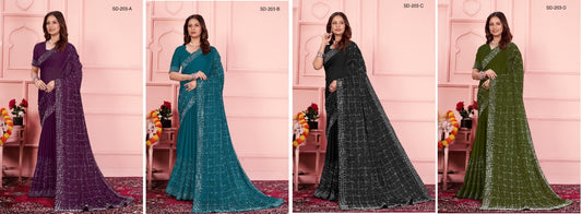 203 Suma Designer Black Rangoli Sarees