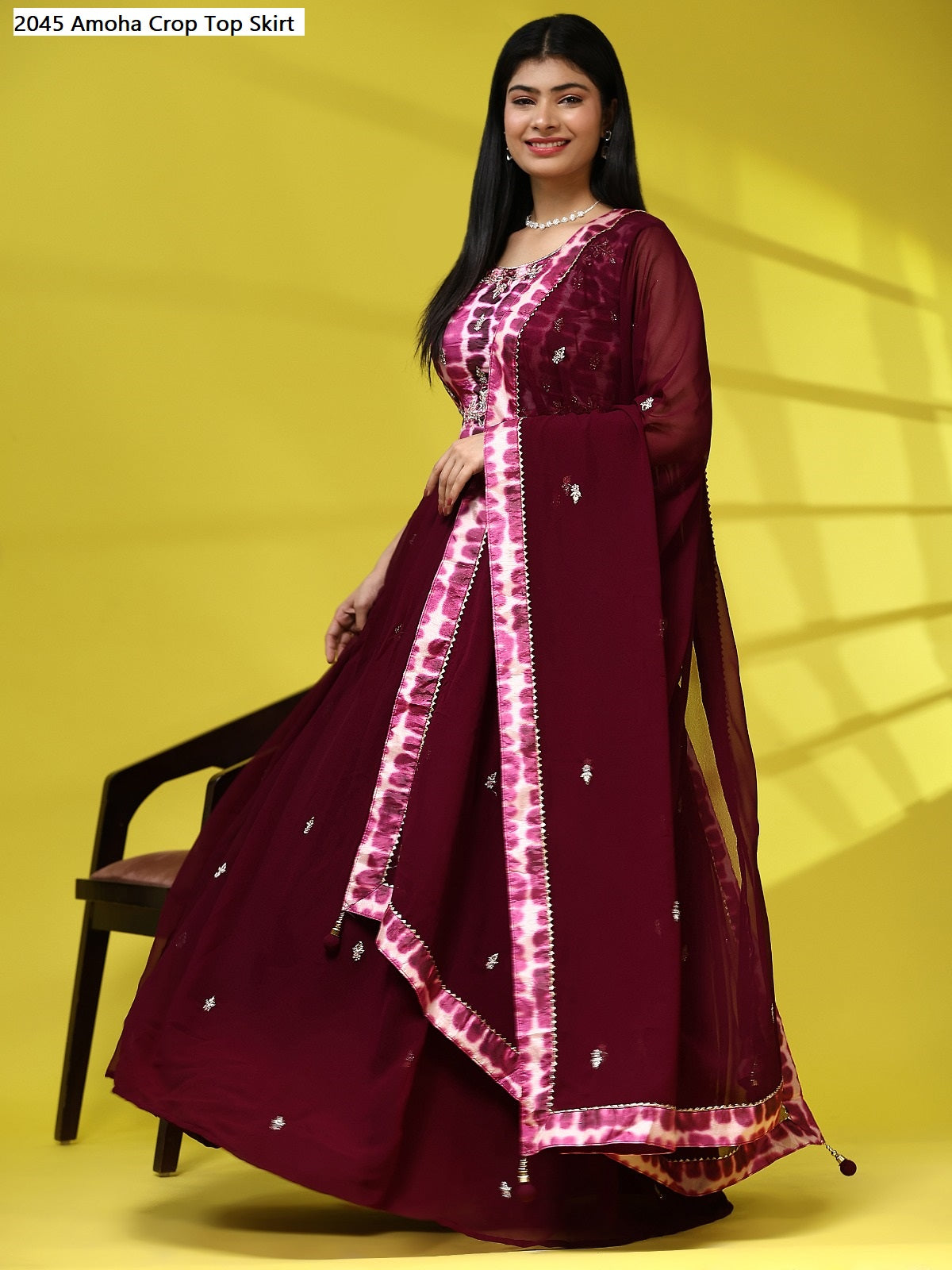 2045 Amoha Georgette Crop Top Skirt Exporter Gujarat